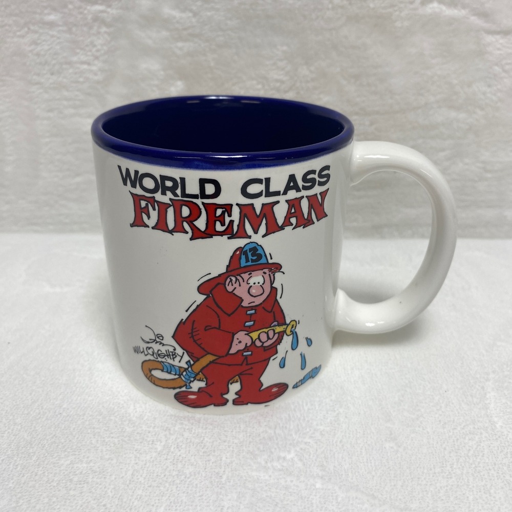 VTG World Class Fireman George Good Cartoon Mug Ceramic Coffee Cup Firefighter‎